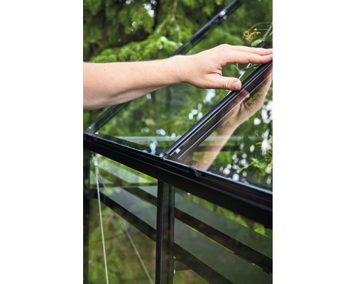 Halls Qube 610 kas, 6,4 m², 3 mm veiligheidsglas, 198 x 321 cm, zwart