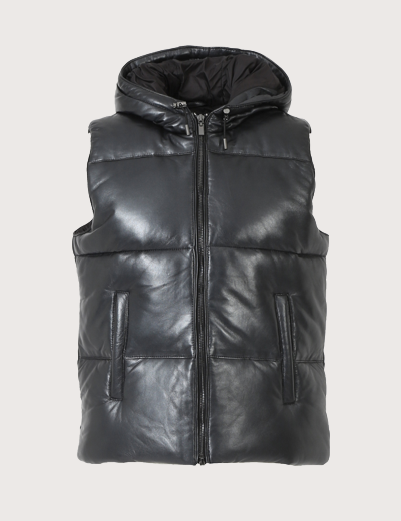 OAKWOOD GILET FEMME CUIR LAUREN METAL NOIR