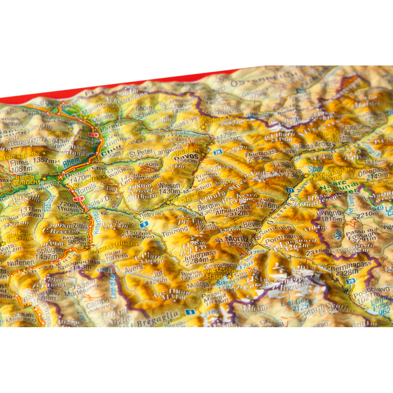 Georelief 3D Reliefpostkarte Graubünden