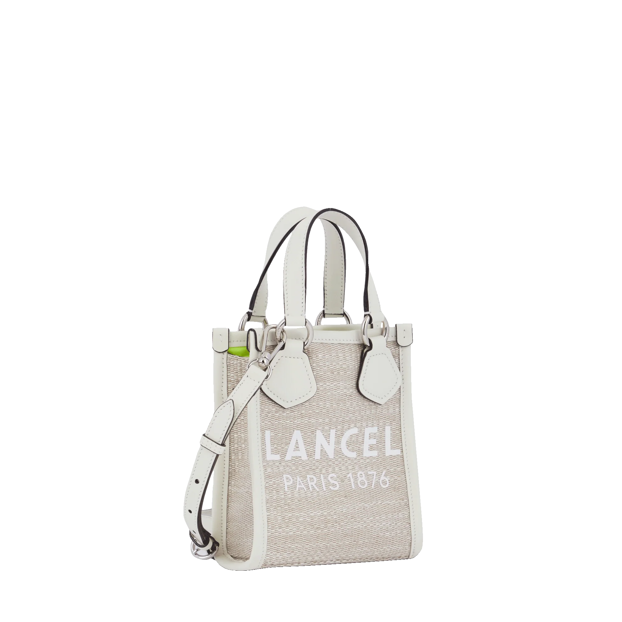 Mini cabas vertical Summer tote-Naturel/blanc