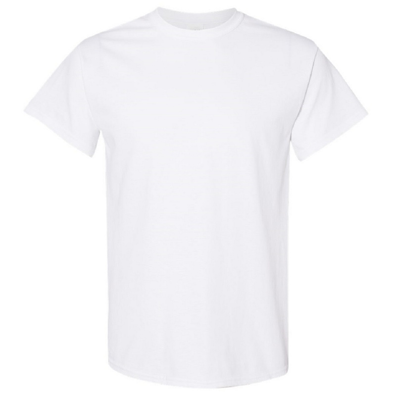 Camiseta básica de manga curta Gildan Heavy Cotton, 100% algodão grosso.