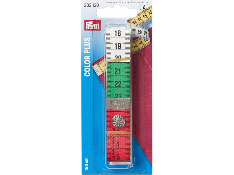 Prym Massband 150 cm mit Knopf, 1 Stück Stabiles Massband in cm und inch