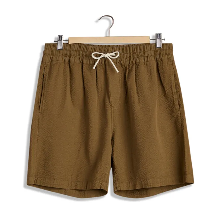 Portuguese Flannel Short Seersucker Atlantico | Olive