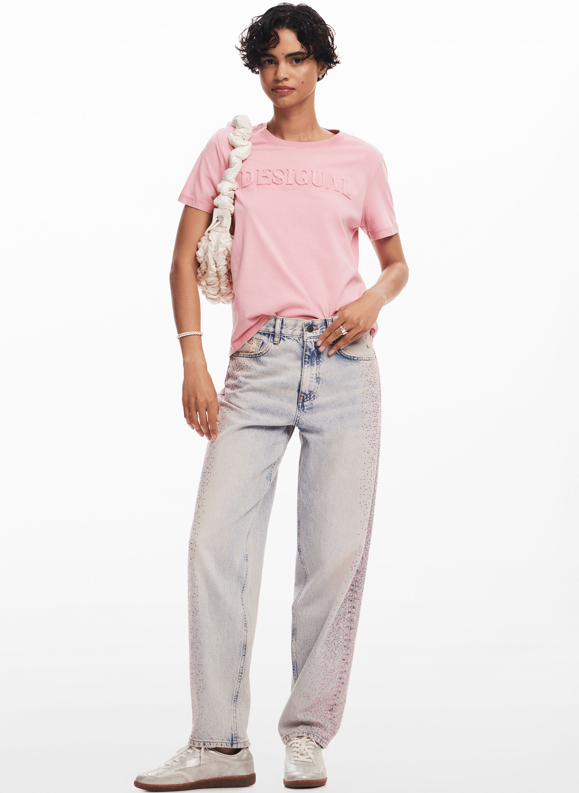 Tee-shirt droit col rond en coton | Rouge