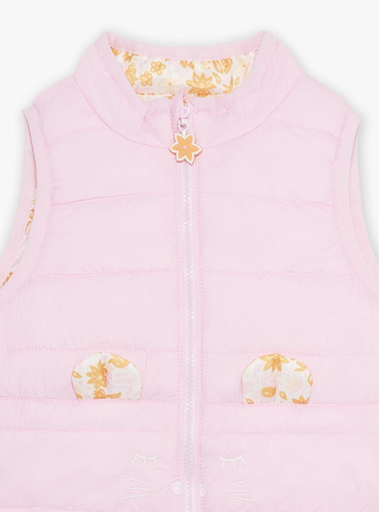 Doudoune rose sans manche réversible
