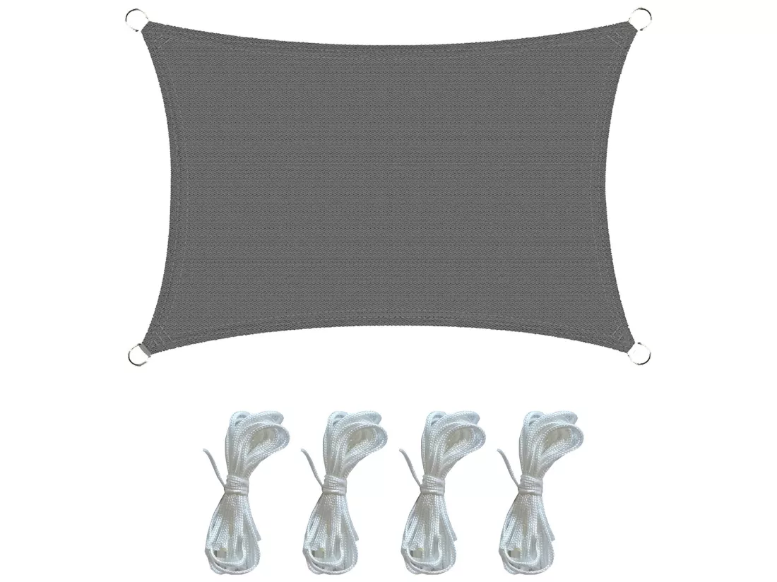 Toile Solaire Voile Rectangulaire Gris Polyéthylène Protection UV 2x3