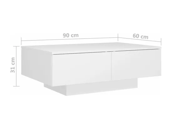 Table basse blanche 90x60x31 Leva