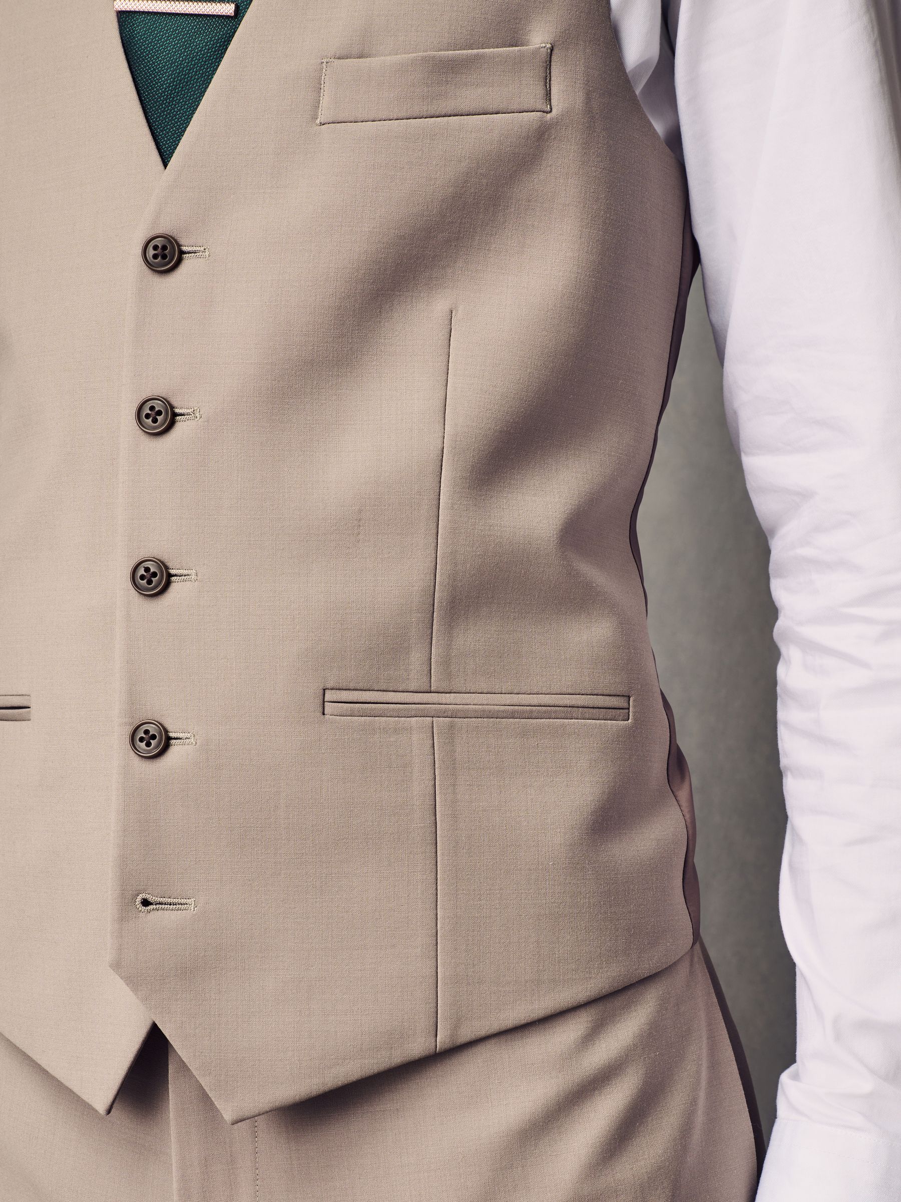 Pastelgeel - Regular Fit Wool Blend Motionflex Waistcoat