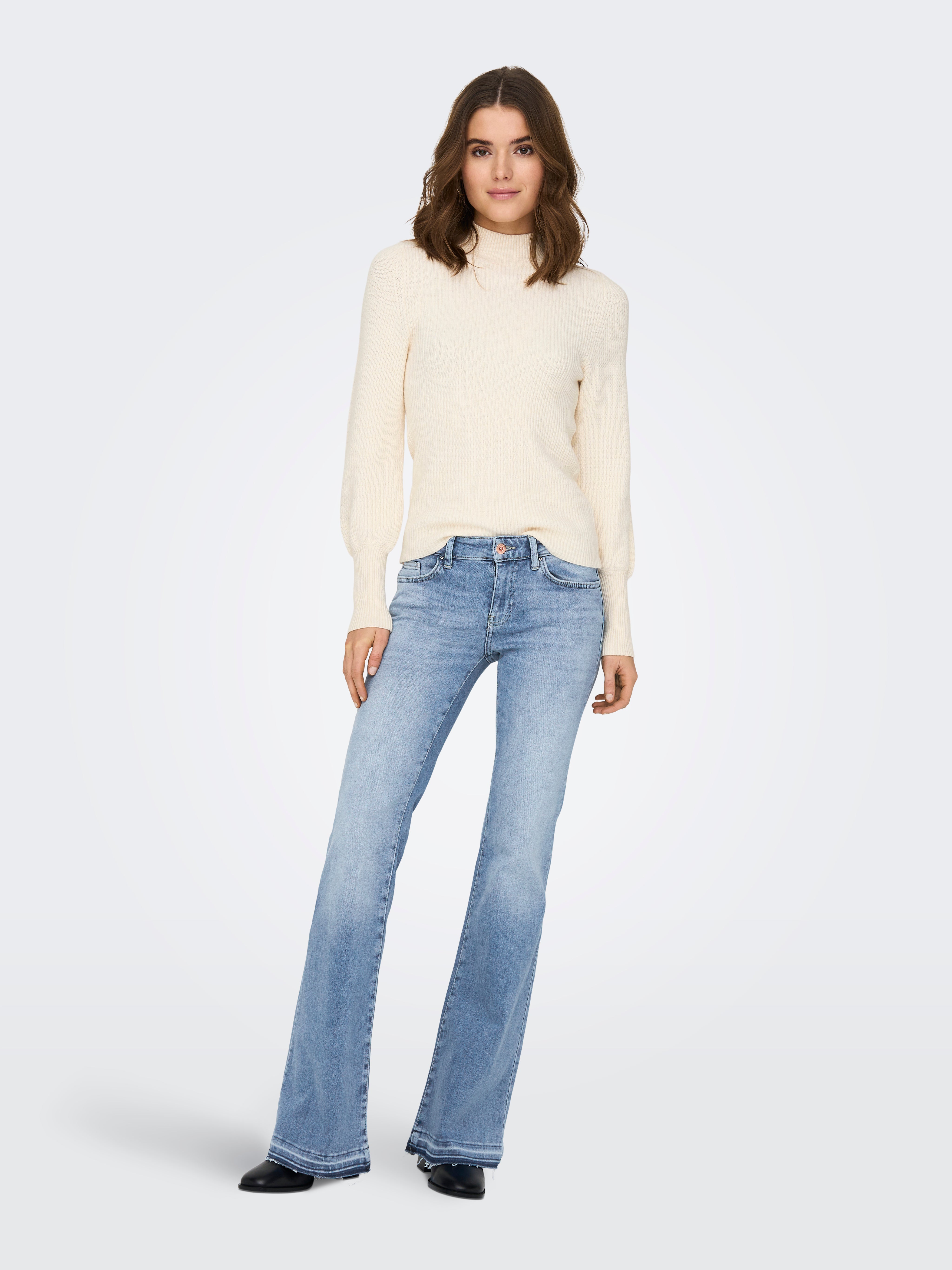 ONLTIGER Niedrige Taille Weiter Beinschnitt Jeans Light Blue Denim