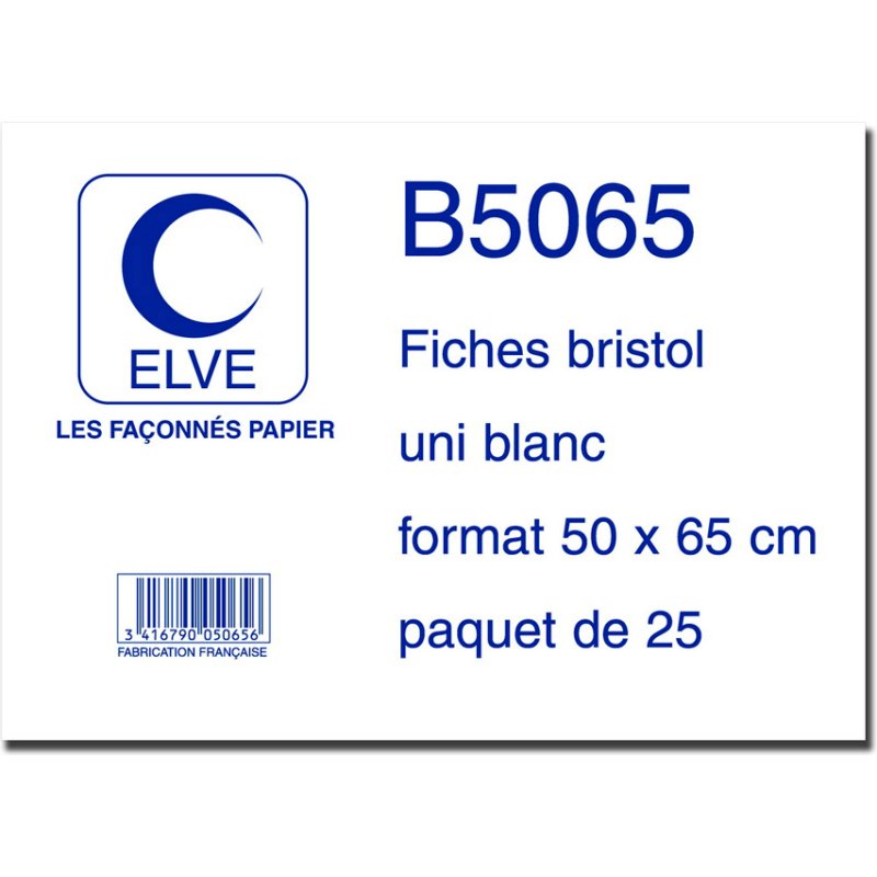 Feuille bristol elve 50x65cm 190g uni blanc