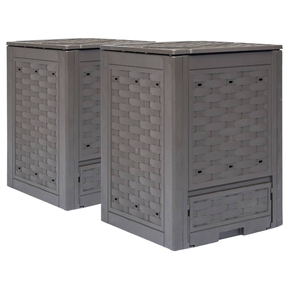 Composteurs de jardin 2 pcs 60x60x83 cm 600 l plastique rotin