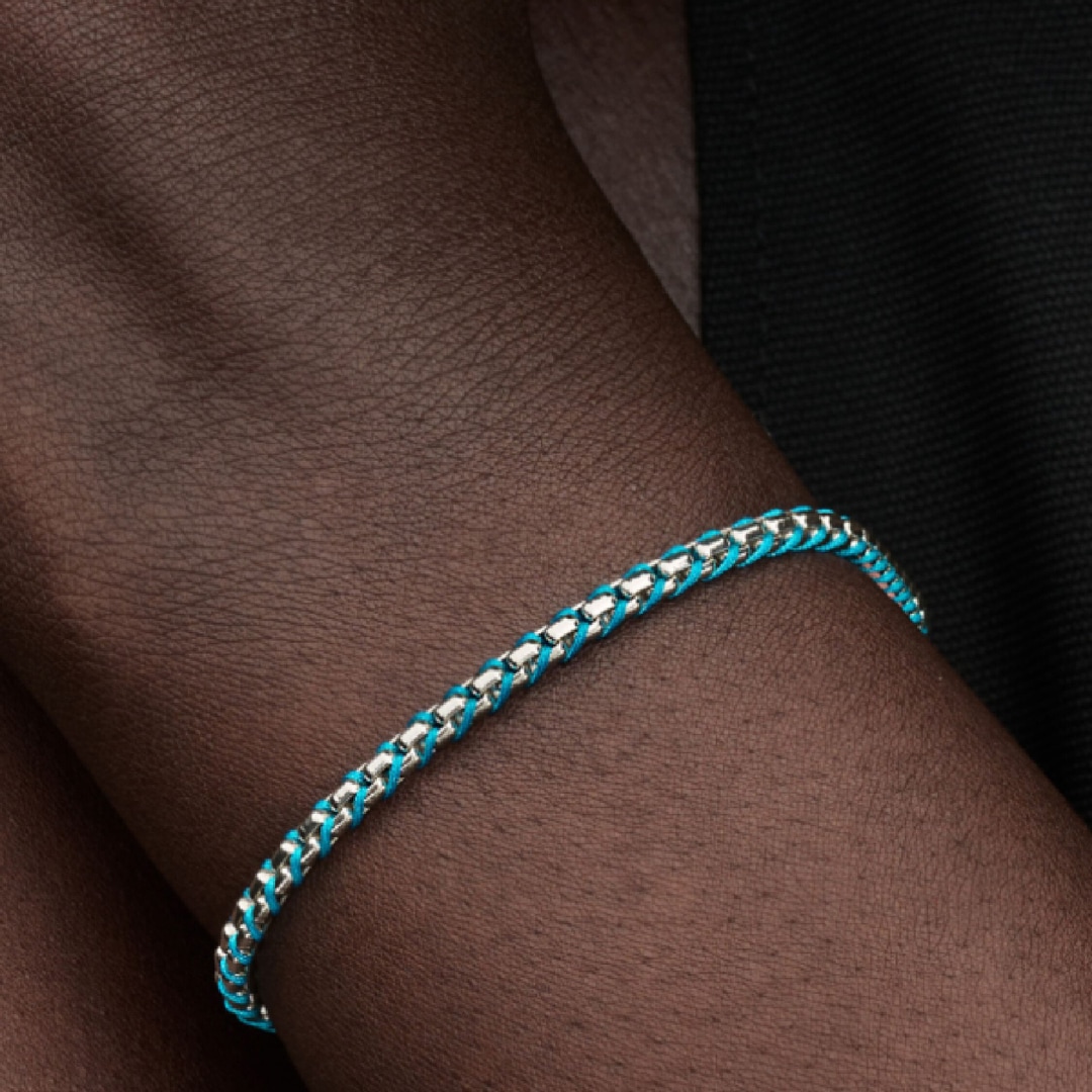 Pandora Moments Blaue Kordel Schlangen-Gliederarmband 925 Silber
