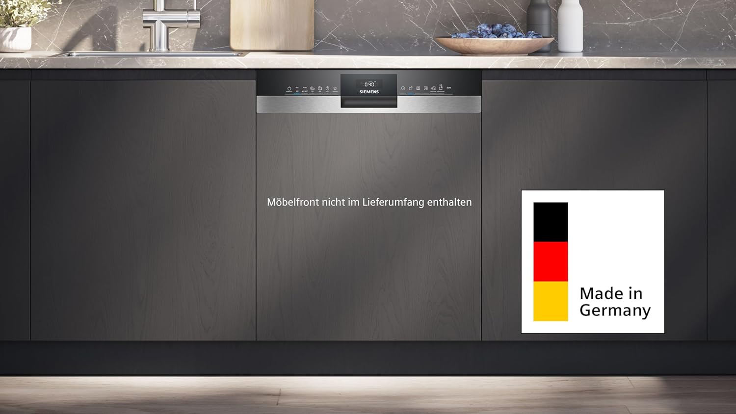 Siemens SX53ES22CE, iQ300 Smarter Geschirrspüler, Teilintegrierte Spülmaschine, XXL, 60 cm, Made in Germany, Besteckschublade, Auto. Türöffnung am Programmende, Besonders leise, varioSpeed, aquaStop