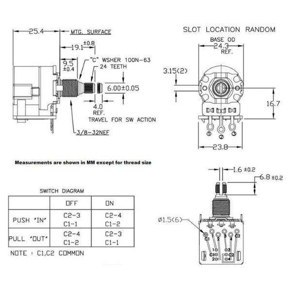 Mojotone CTS 500K Std. Split P/P VT Pot