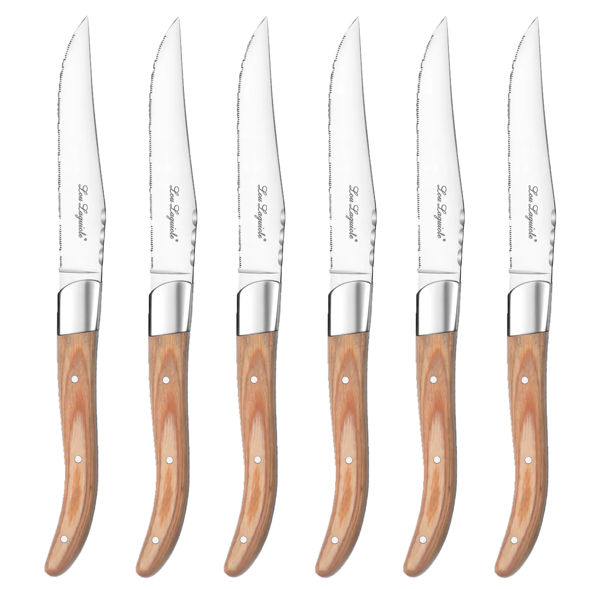 Louis - Coffret Palette 6 couteaux steak coloris uni Lou Laguiole