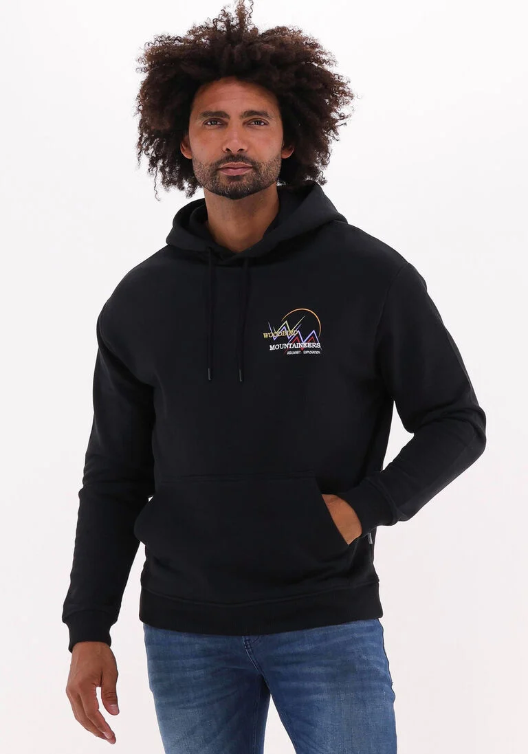 WOODBIRD zwarte woodbird sweater dash mountaineer hoodie