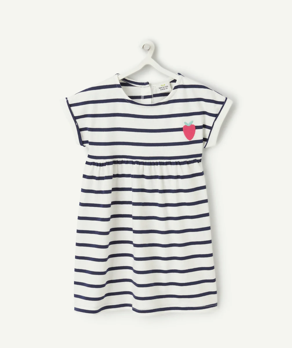 robe en maille bébé fille en coton bio à rayures bleues