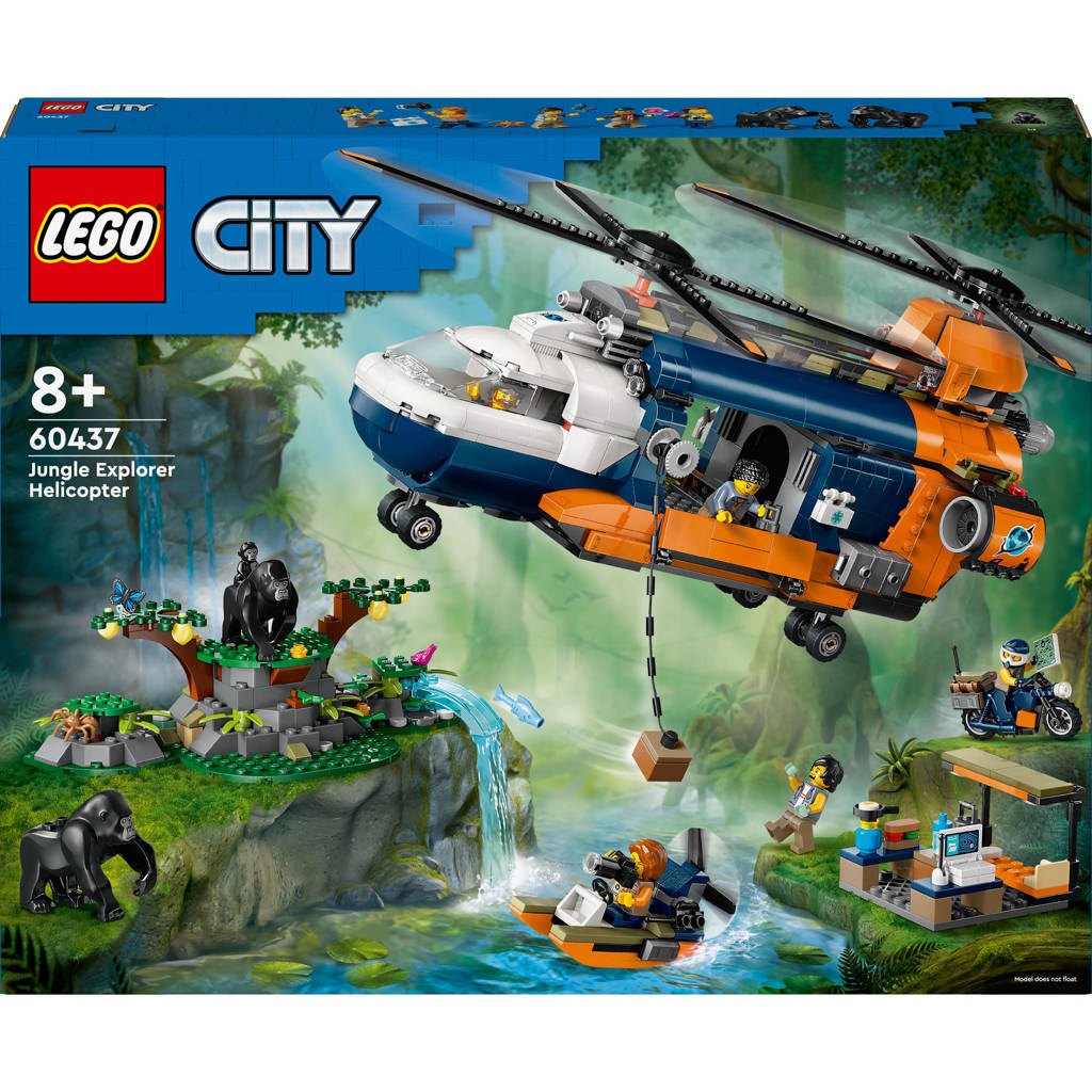 Prachtige speelsetJungleonderzoekers: helikopter bij de basis, Bouwpakket voor Kinderen 60437