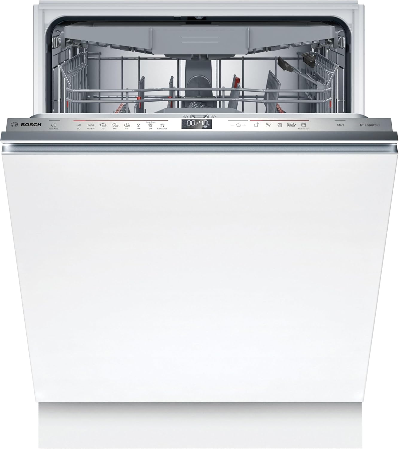 Bosch SMV4ETX08E Série 4 Lave-vaisselle intelligent, entièrement intégré, 60 cm, avec panier à couverts, avec assistant de programme, particulièrement silencieux, Rackmatic, ouverture automatique de