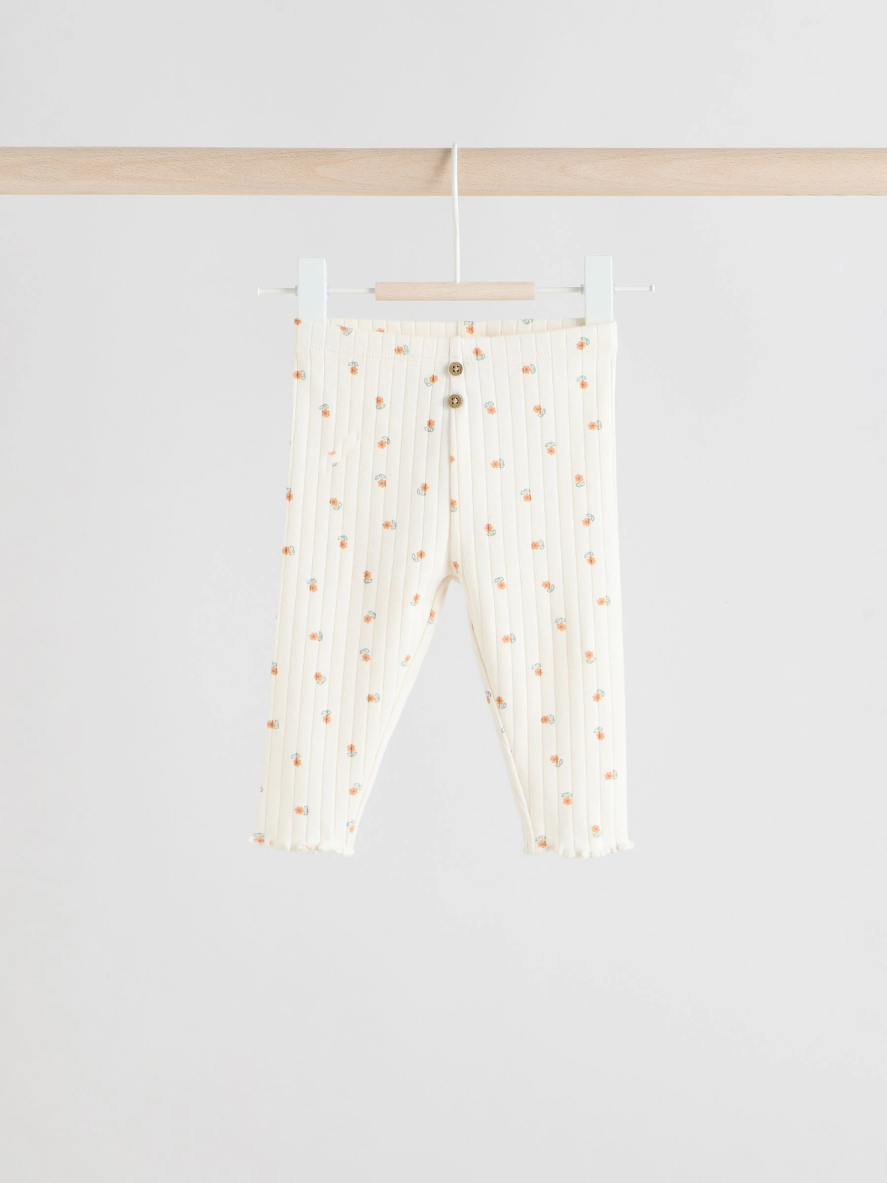 Saliegroen/crème fijne print - 2 -delige Babyset van Sweater met ruchekraag en Leggings (0mnd-2jr)