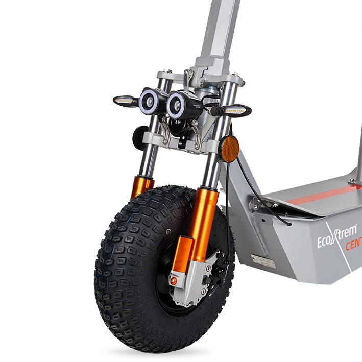 Patinete elétrico Centauro legalizado, cinza, com assento e tela LCD XXL.