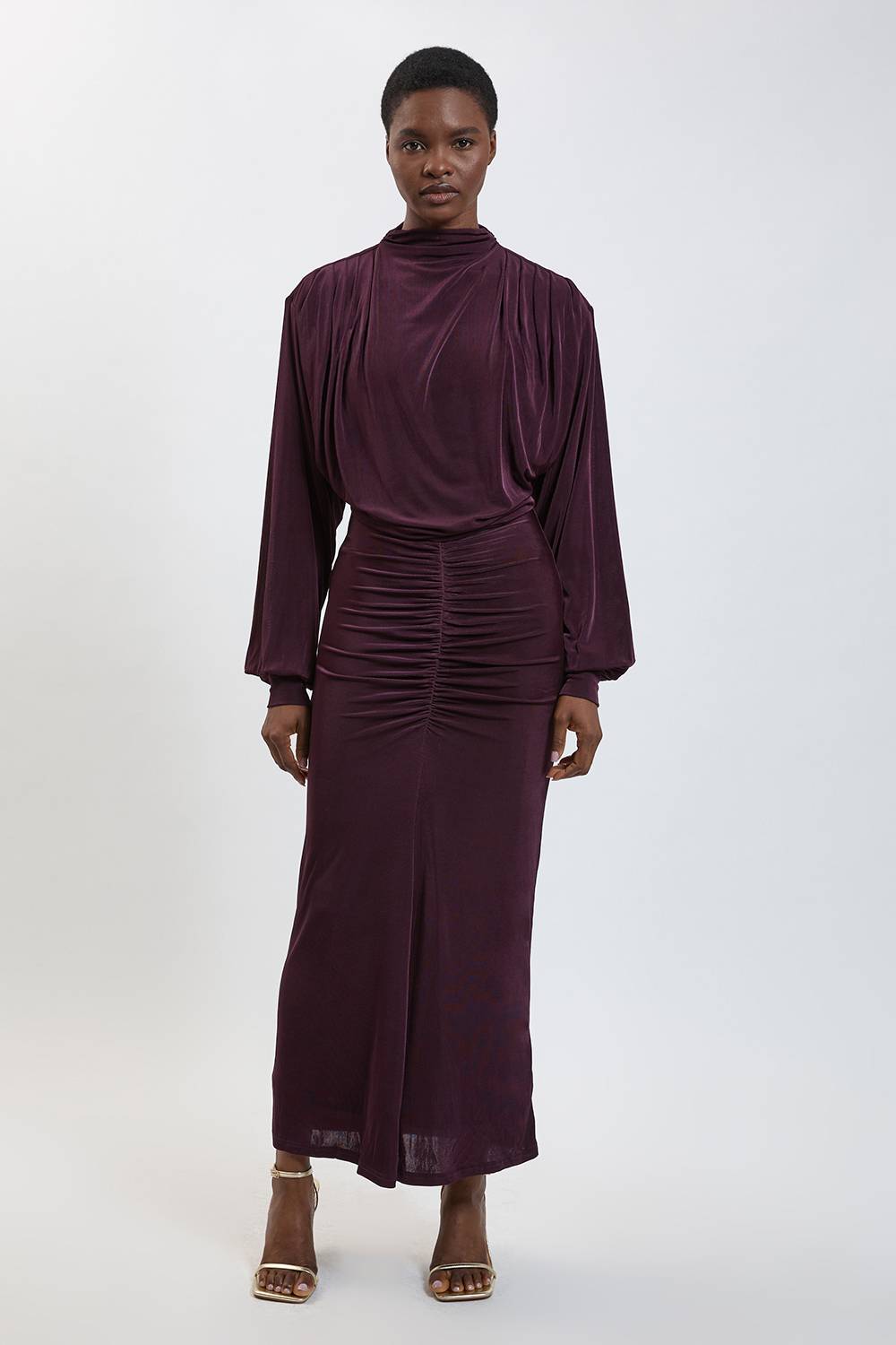KarenMillen Robe Longue En Crêpe Fluide À Détails Froncés