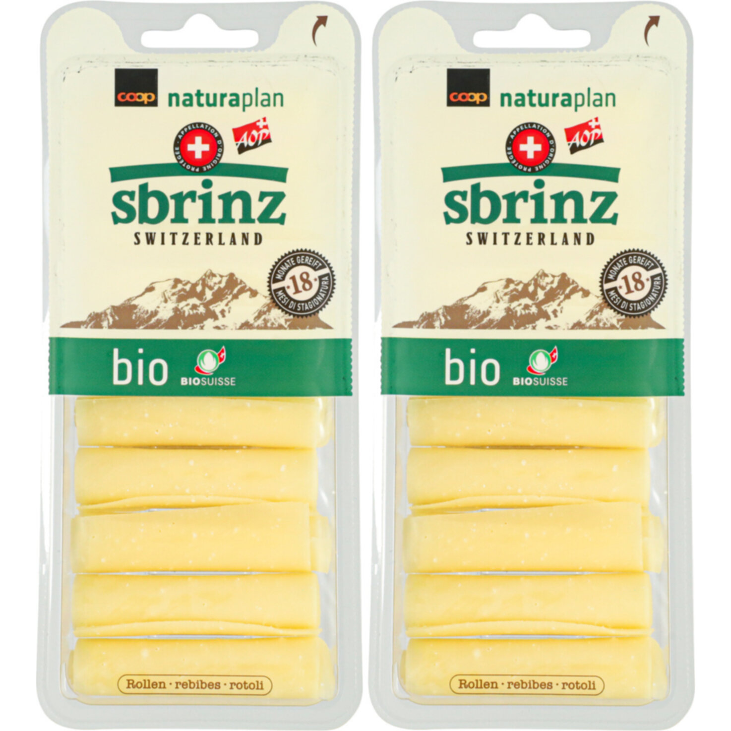 Naturaplan Bio Sbrinz AOP Hobelrollen 2x 100g