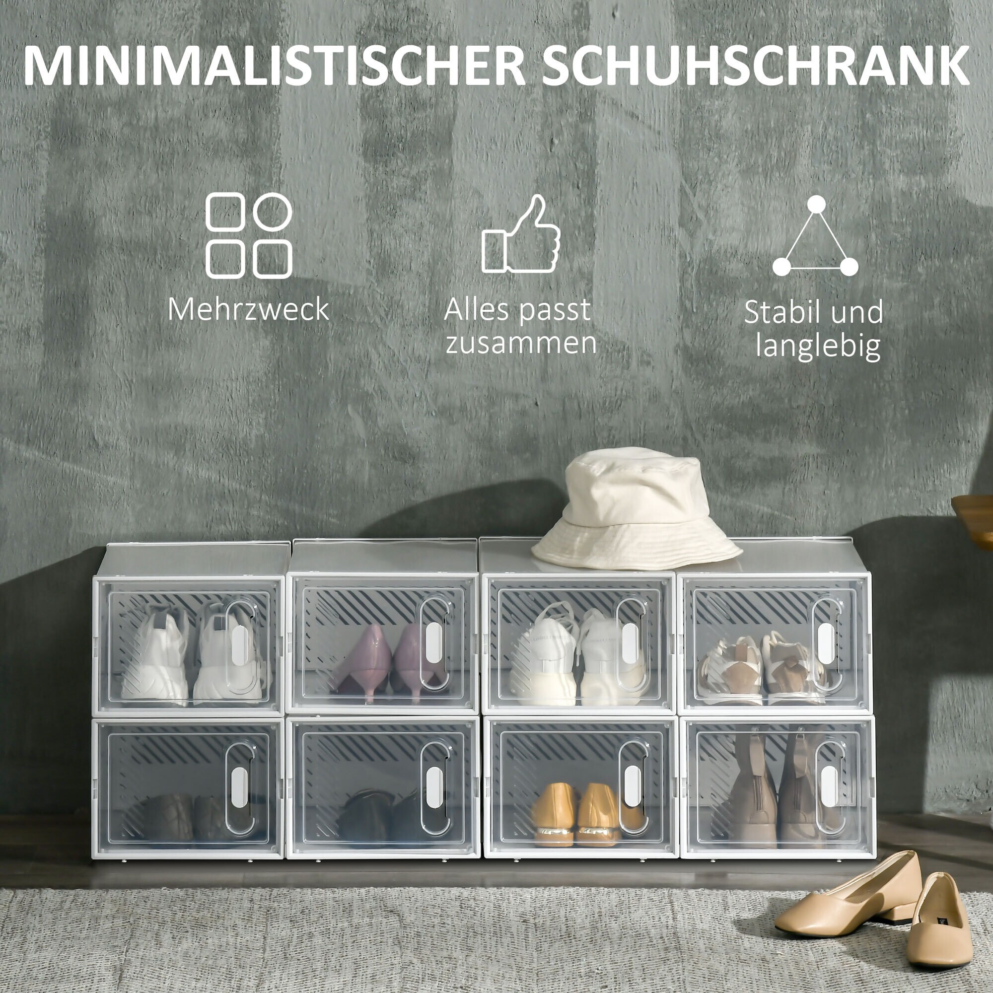 HOMCOM Aufbewahrungsschrank mti Lüftungsöffnungen transparent 25L x 35B x 19H cm