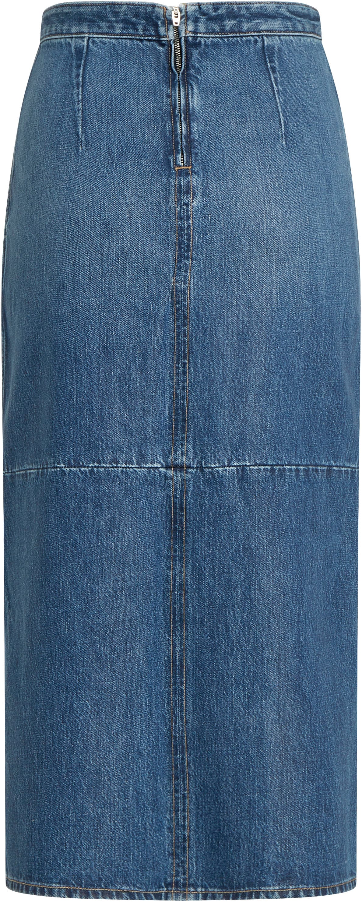 Tommy Hilfiger Bleistiftrock »DNM MIDI SKIRT HW BETH CTD« Webrock mit Tommy Hilfiger Flagge