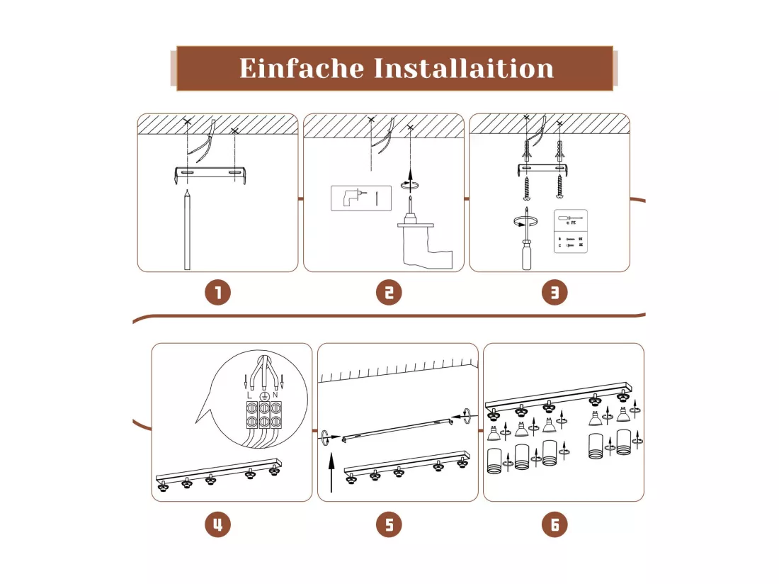 NETTLIFE Plafonnier 5 Spots moderne : plafonnier blanc spot GU10 spots orientables à 355°métal intérieur pour cuisine, salon, chambre, sans ampoule