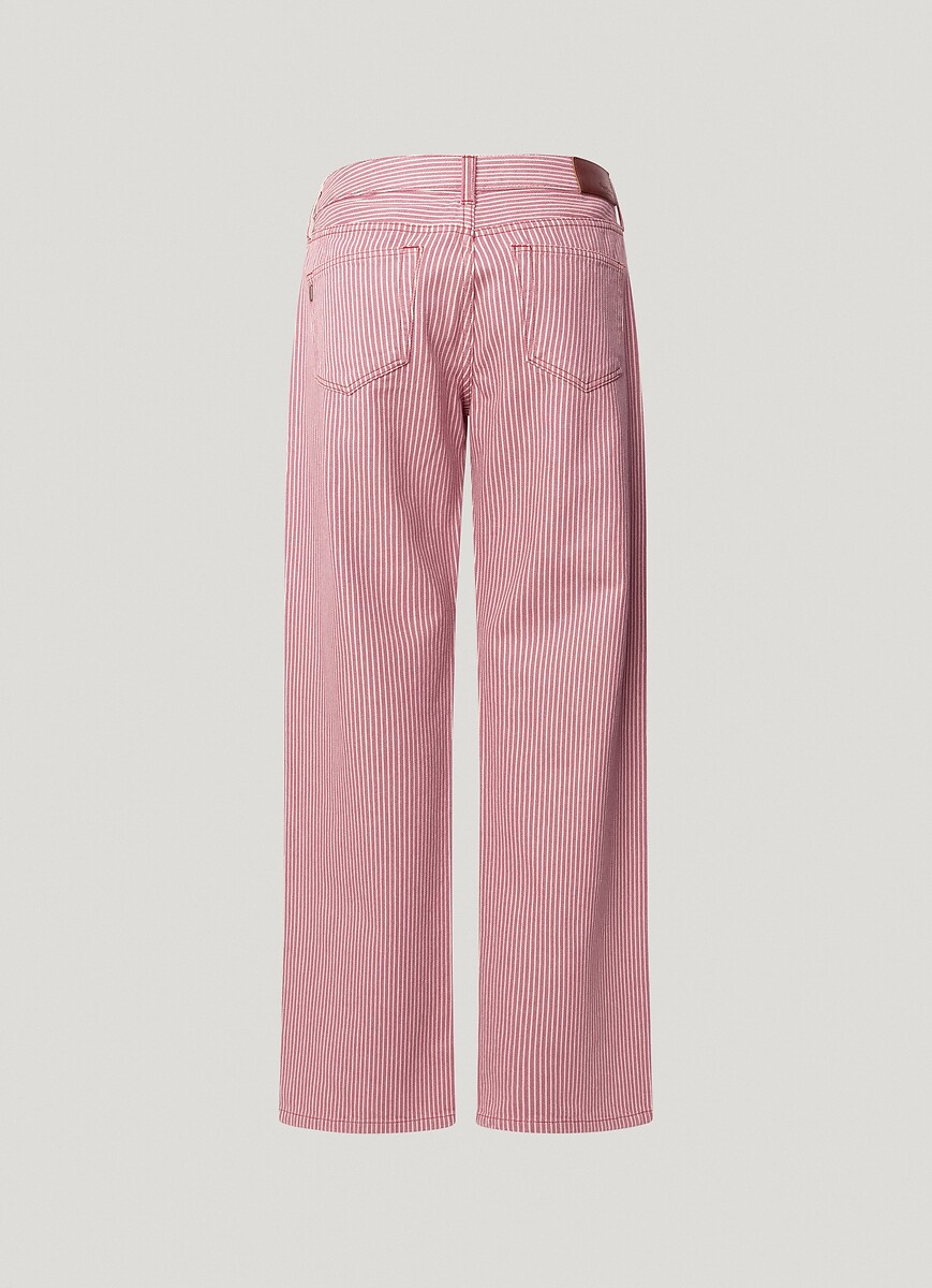 PEPE JEANS<br>Calça jeans larga com listras e cintura alta