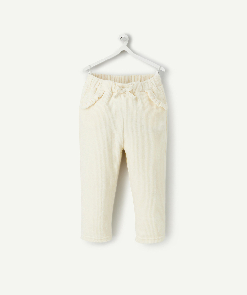 PANTALON DROIT BÉBÉ FILLE EN VELOURS CÔTELÉ ÉCRU