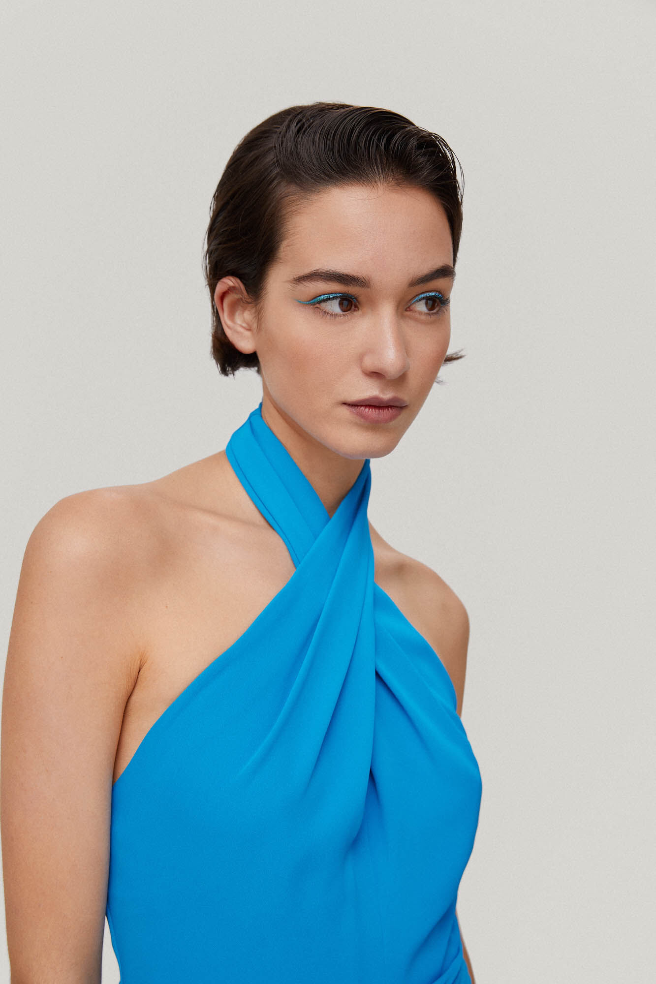 Chabeli Vestido midi liso - Azul