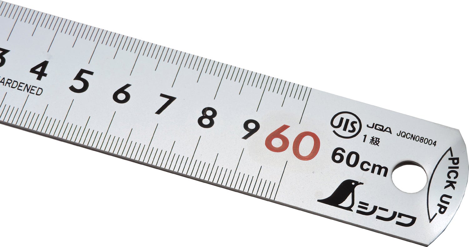 Shinwa roestvrijstalen liniaal, 60 cm, met opneemfunctie