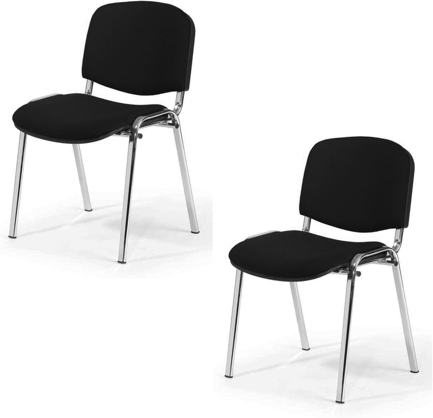 Topsit 2er Set Besucherstuhl Chrom ISO, Bequemer Konferenzstuhl, stapelbar, mit gepolsterter Sitzfläche und Rückenlehne. (Schwarz)