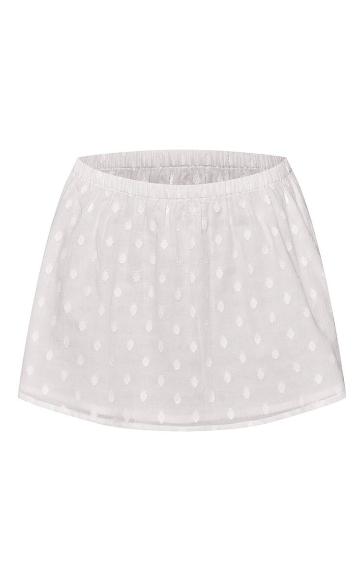 Blanc Mini-jupe En Coton Gaufré À Pois