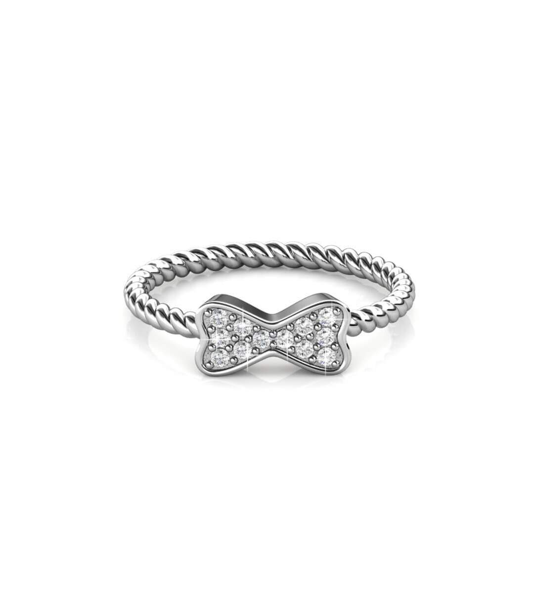 Bague Twisted Ribbon - Argenté et Cristal
