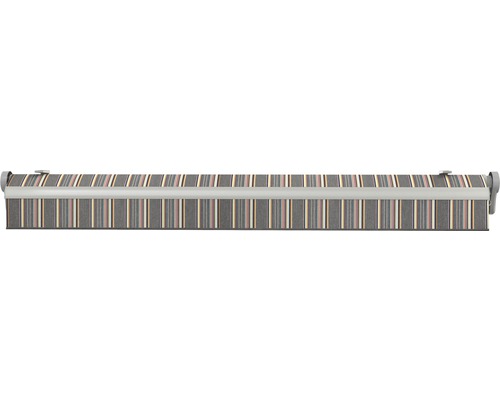 SOLUNA knikarmzonnescherm Trend 2,5x2 Stoffen design D422 Frame zilver geanodiseerd incl. motor, wandschakelaar en noodhandzwengel