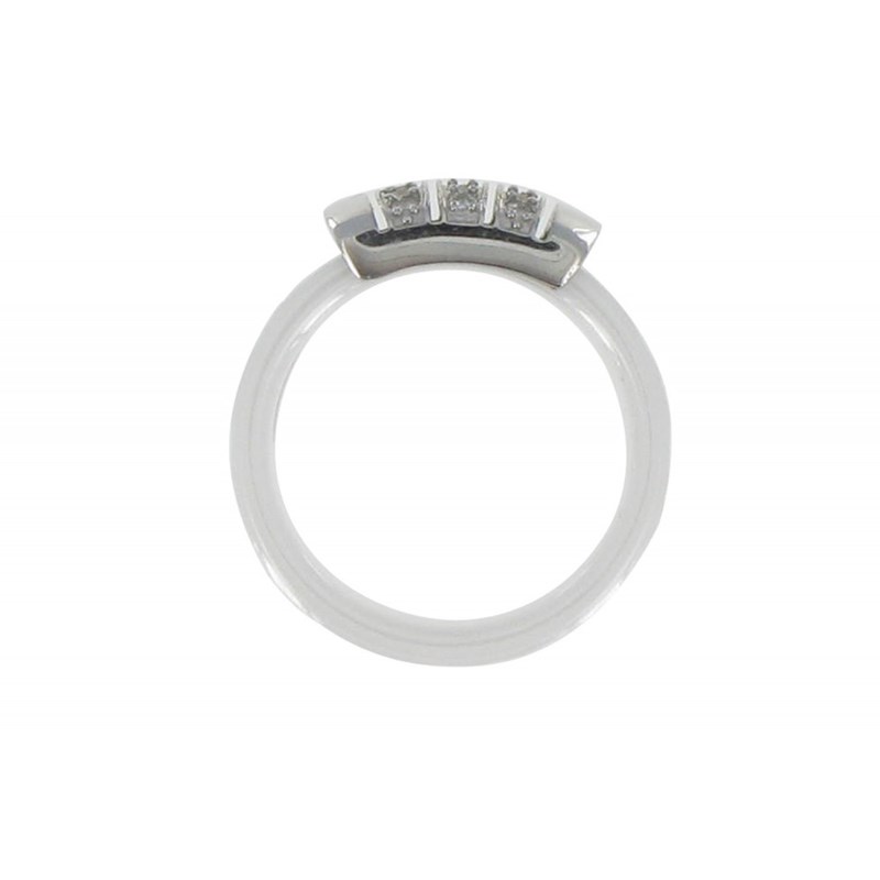 Bague Céramique Blanche Barrette Argent et Strass