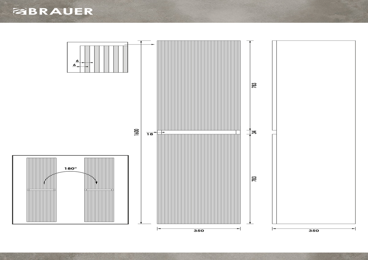 Brauer Joy Wavy kolomkast ribbelfront 160cm honey