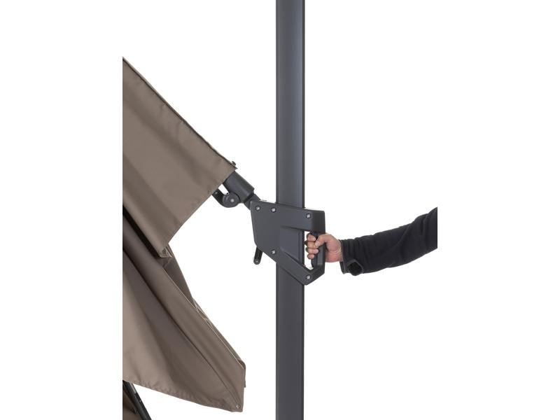 COCON Sonnenschirm mit LED, 300 x 300 cm, hängend, Taupe Eleganter Ampelschirm mit solarbetriebener LED-Beleuchtung