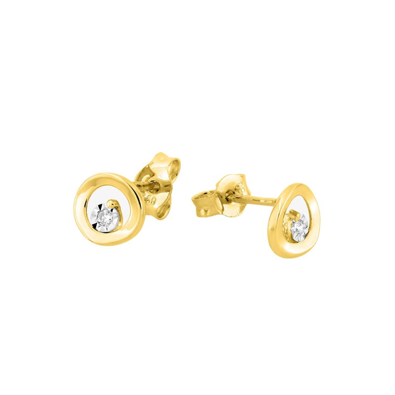 Boucles d'oreilles femme bicolores - Diamant - Or 18 Carats