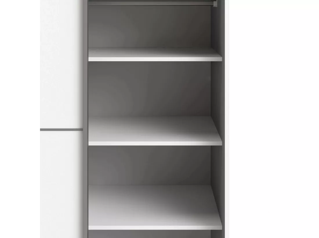 Garde-robe 2 portes Andriano, Meubles de chambre, Penderie de plain-pied, Placard à vêtements, 122x64 h202 cm, Blanc