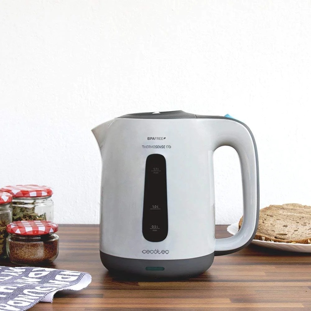 bouilloire électrique de 1,7L sans fil avec base 360° 2200W gris blanc