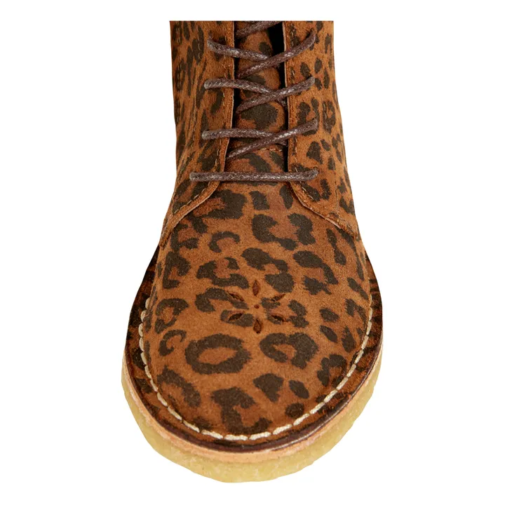 Emile et Ida Bottines à Lacets Cuir Léopard Emi | Caramel