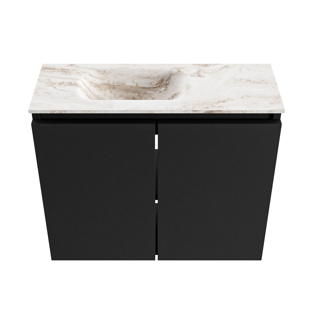 SCHADEMODEL: Mondiaz Ture DLux toiletmeubel 60cm urban met wastafel frappe links zonder kraangat