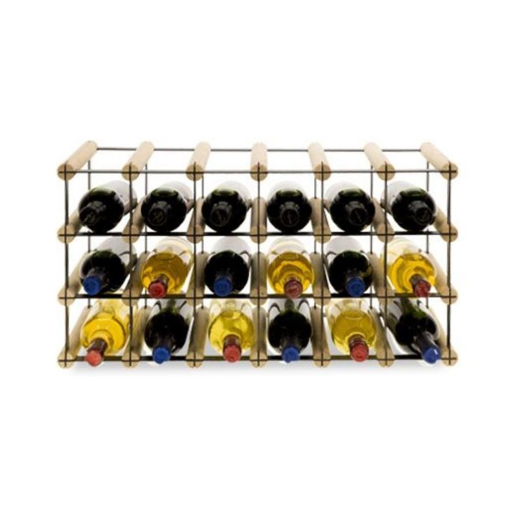 PROREGAL Modulair Wijnrek Vinotega Mod Metaal HxBxD 32,5 x 62,5 x 24,5 cm 6 x 3 Flessen Massief Dennenhout Natuurlijk