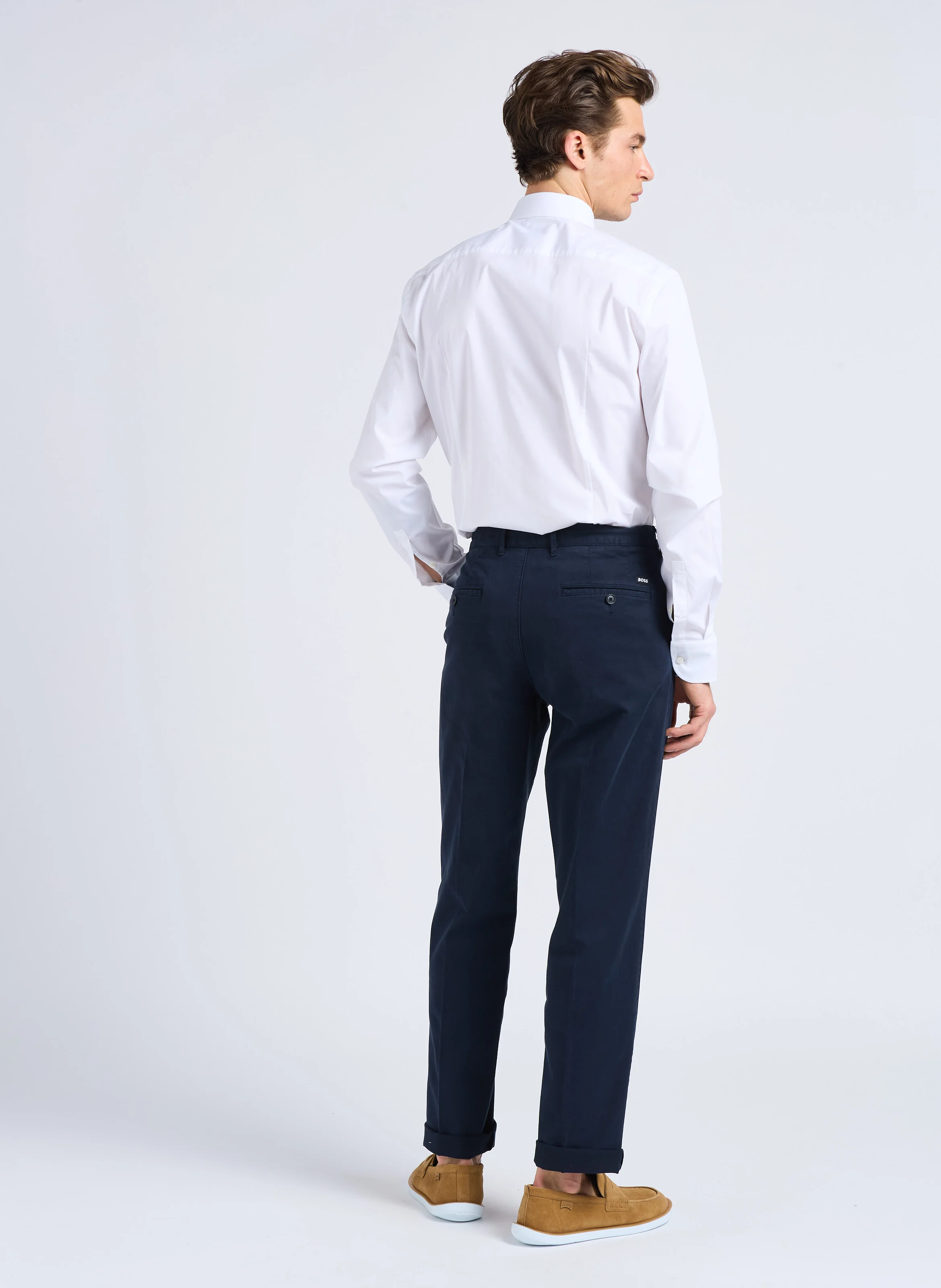 Pantalon à pinces regular-fit en coton | Bleu