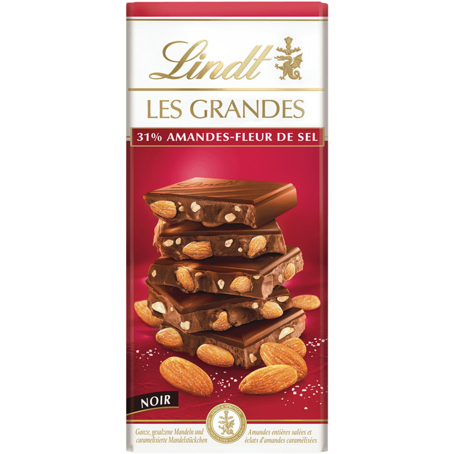 Lindt Les Grandes Dunkel Mandel & Fleur de Sel Tafelschokolade