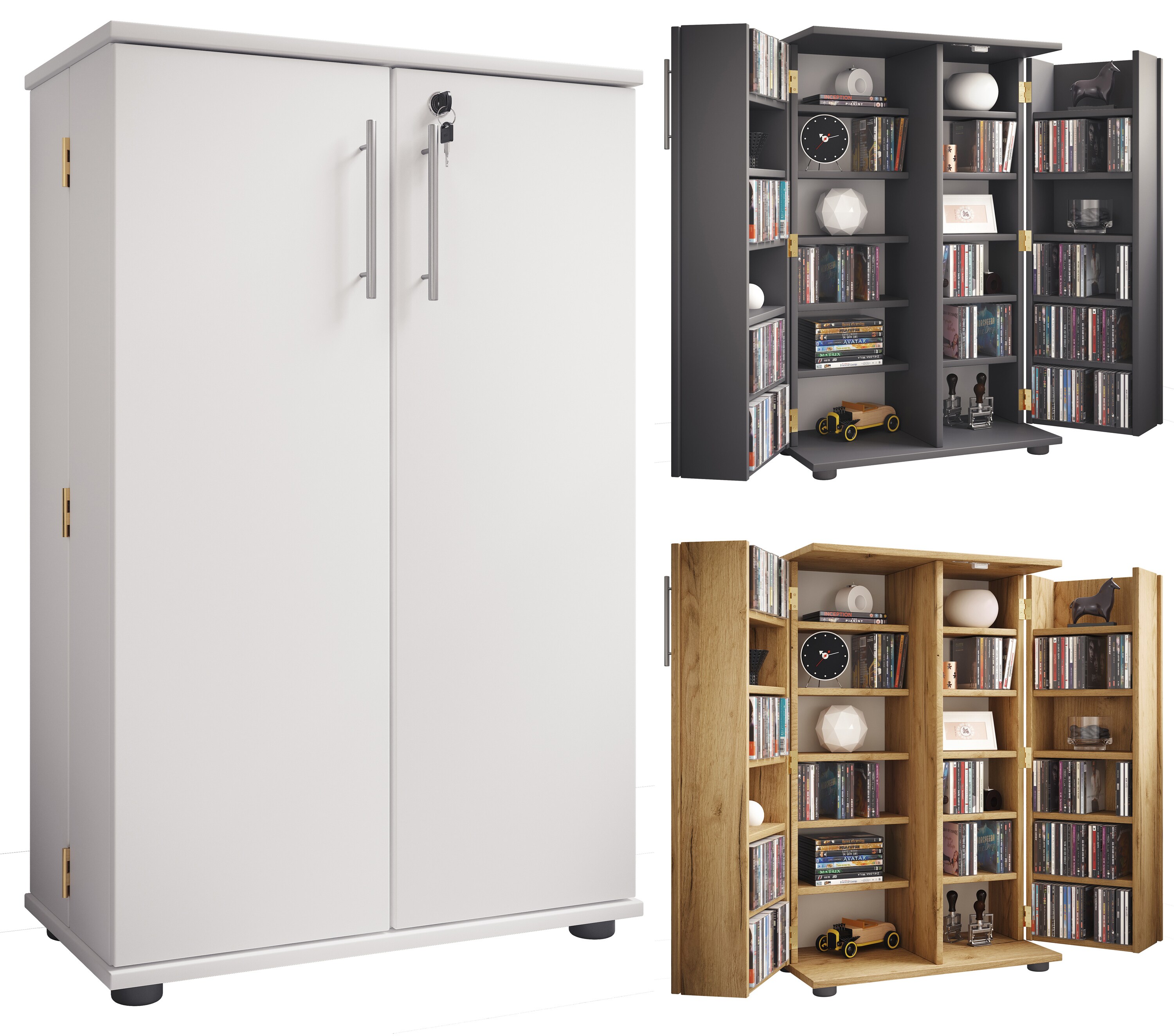 VCM Holz CD DVD Stand Regal Schrank Aufbewahrung Standregal Ständer Engalo XL